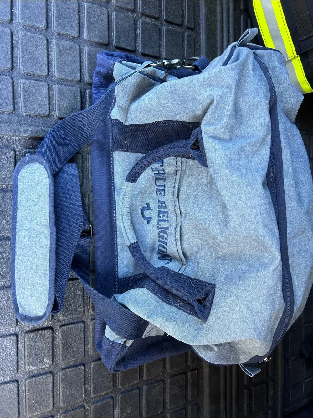 True Religion Navy & Light Blue Canvas Duffel Bag